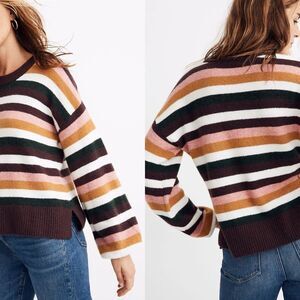 Madewell Striped Payton Pullover Sweater Coziest Yarn merino alpaca oversized  S